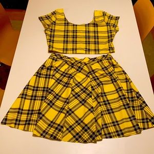 Black Milk Tartan Yellow Crop & Skirt Set (90s)